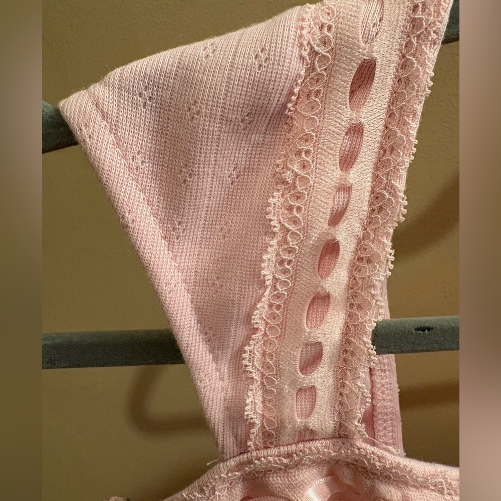 NWOT Charlotte Russe Pink Coquette Mini Dress Ribbon/Lace Trim Women’s Size M - Picture 5 of 11